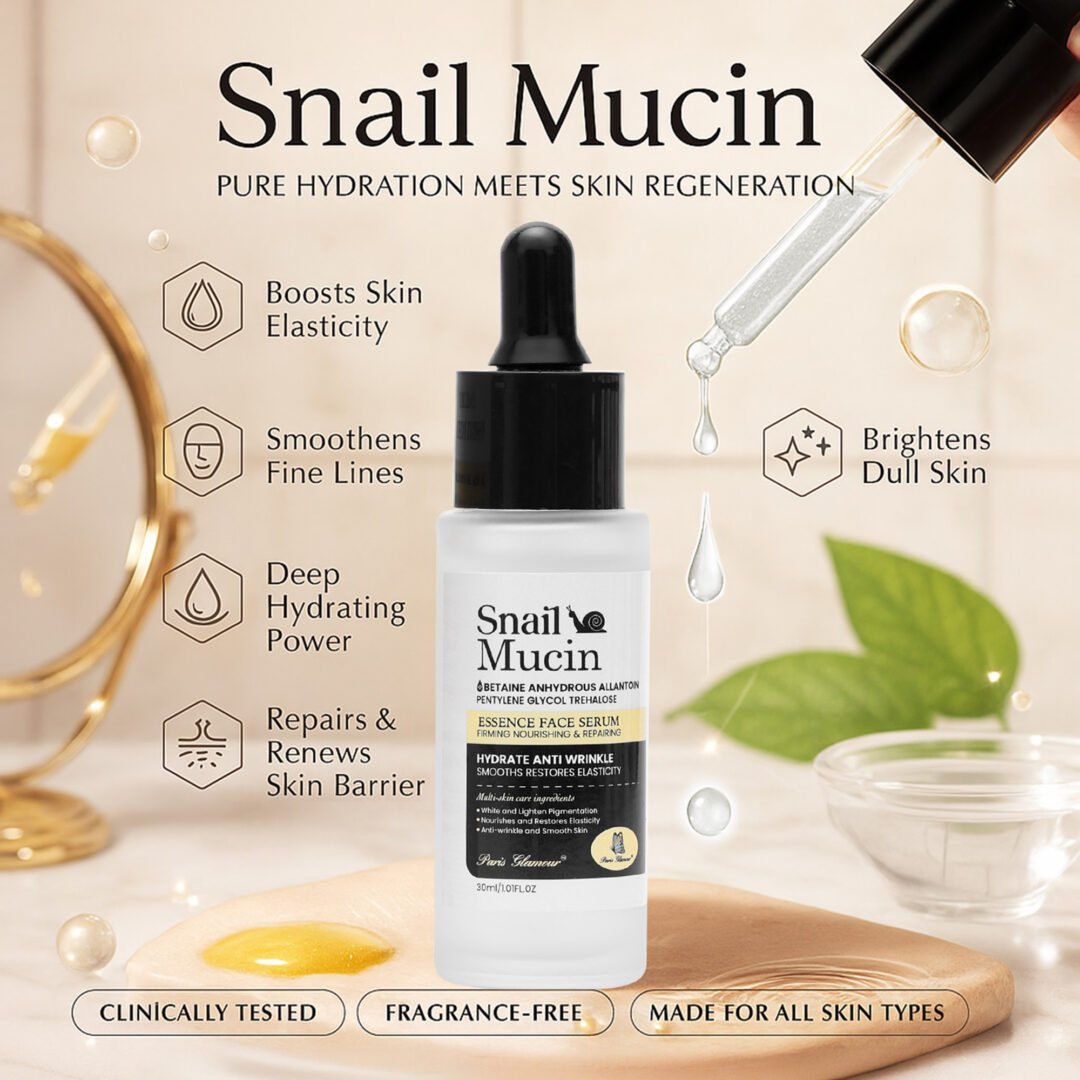 Paris Glamour Snail Mucin Face Serum for Glowing & Youthful Skin | Hydrating, Brightening, Anti-Aging Serum - 30ml - Image 2